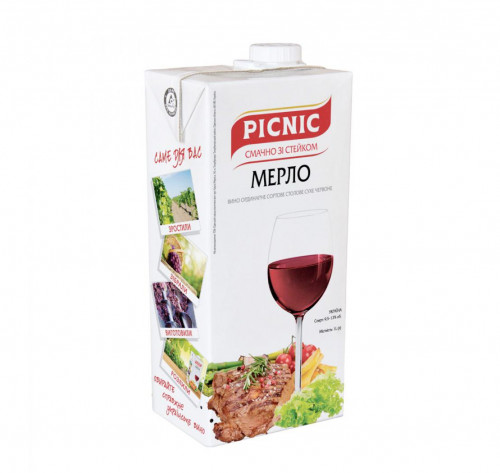 Вино Picnic Merlot червоне сухе 9.5-13% 1л