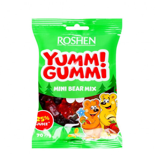 Цукерки желейні Mini Bear Mix Yummi Gummi Roshen м/у 70г