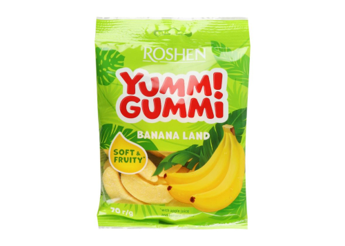 Цукерки желейні зі смаком банану Banana Land Yummi Gummi Roshen м/у 70г