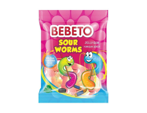 Цукерки жувальні Bebeto Sour Worms м/уп 80г