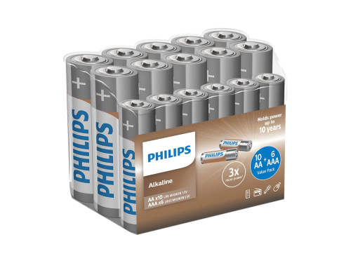 Батарейки Philips Entry Alkaline лужні АА+ААА 10+6 шт (LR036A16F/10)