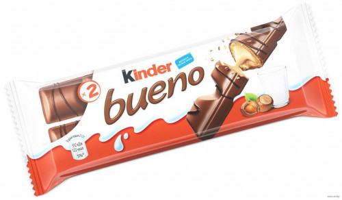 Вафлі, покриті молочним шоколадом, з молочно-горіховою начинкою "KINDER BUENO", 43г (2 х 21,5г)