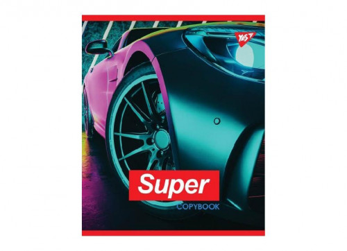 Зошит в клітинку 48 аркушів, кольорова обкладинка, дизайн: Super Car 764346 Yes