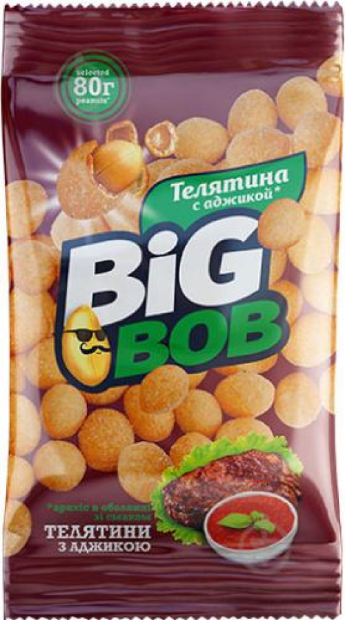 Арахіс Big Bob в оболонці смак телятина з аджикою, 80г