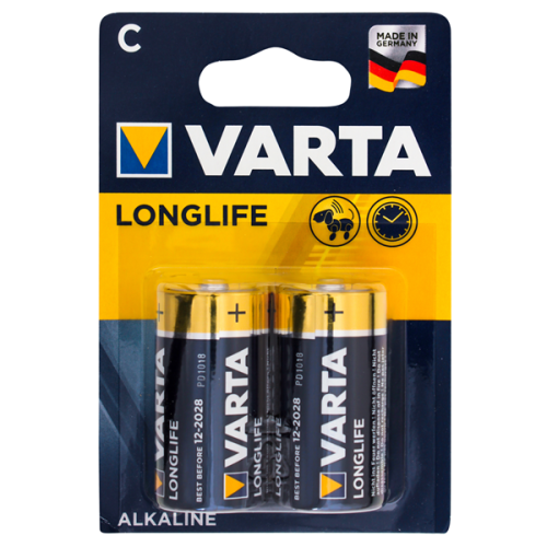 Батарейка алкалінова Varta Longlaife extra baby C, 2шт/уп