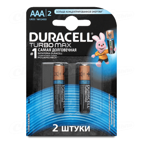 Батарейка Duracell Turbo AAA LR03/MX2400, 2шт/уп