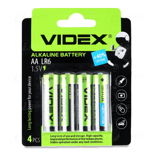 Батарейка лужна Videx AA LR6, 4шт/уп