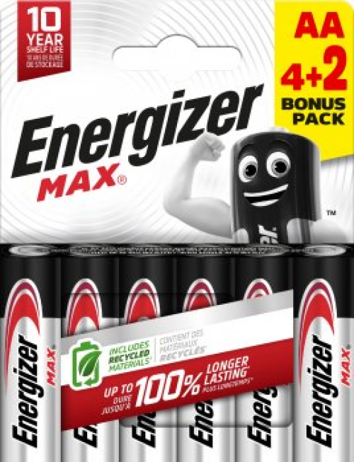 Батарейки Energizer MAX AA 4+2, 6шт