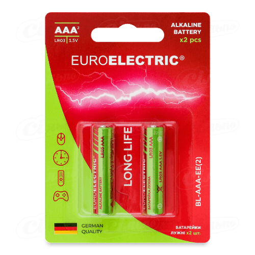 Батарейки лужні Euroelectric AAA LR03 1,5V 2шт
