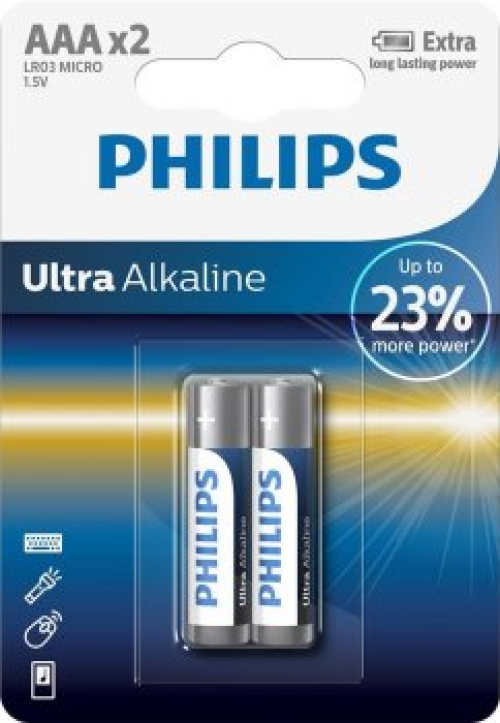 Батарейки Philips Ultra Alkaline ААА, 2шт/уп