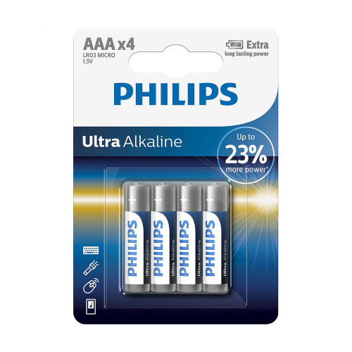 Батарейки Philips Ultra Alkaline AAA LR03, 4шт/уп