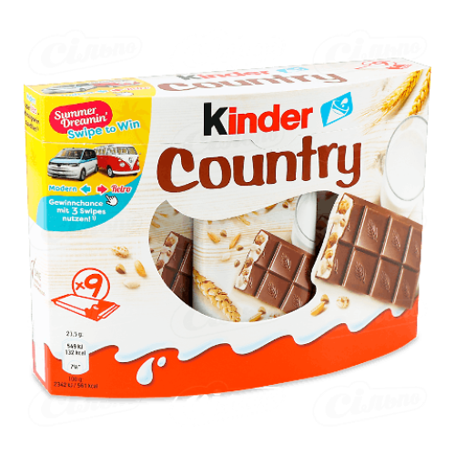 Батончик Kinder Country вершки-злаки шоколадний, 211,5г