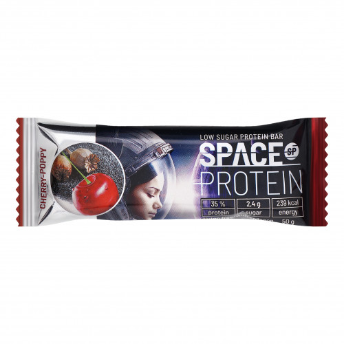 Батончик у молочному шоколаді Сушена вишня-мак Space Protein м/у 50г