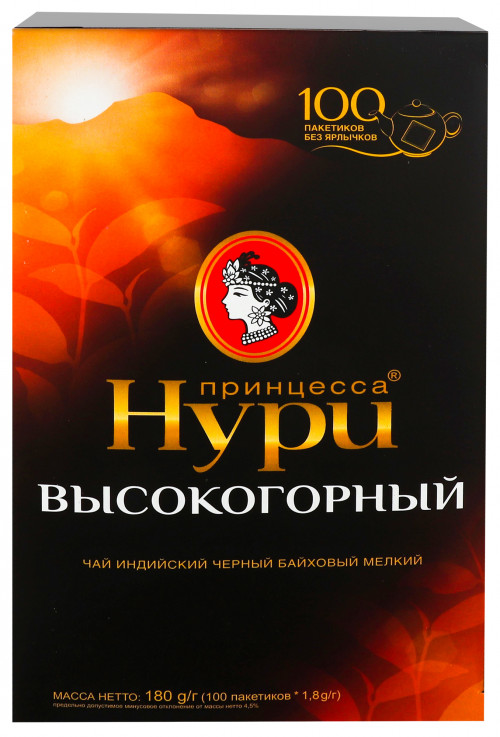 Чай чорний індійський байховий дрібний Високогірний Принцеса Нурі к/у 100х1.8г