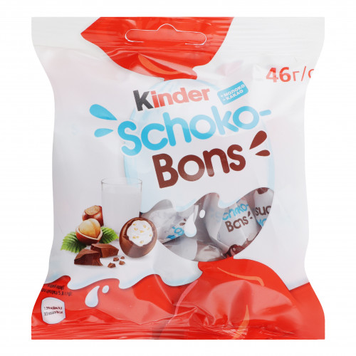 Цукерки з молочно-горіховою начинкою Kinder Schoko-Bons м/у 46г