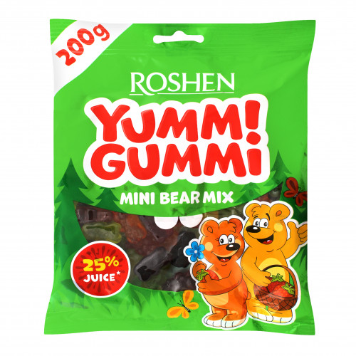 Цукерки желейні Mini Bear Mix Yummi Gummi Roshen м/у 200г