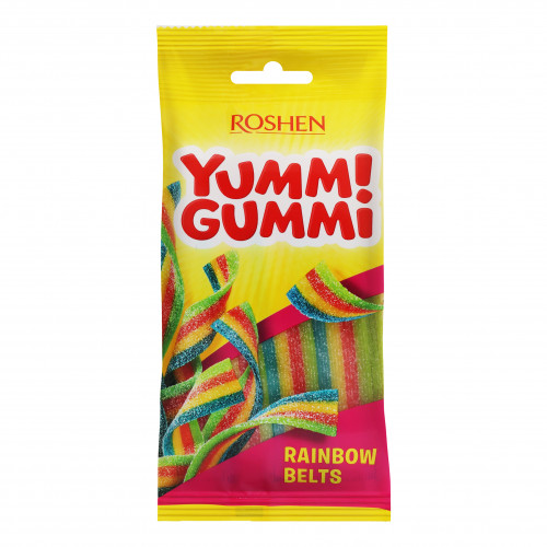 Цукерки желейні неглазуровані Rainbow Belts Yummi Gummi Roshen м/у 70г