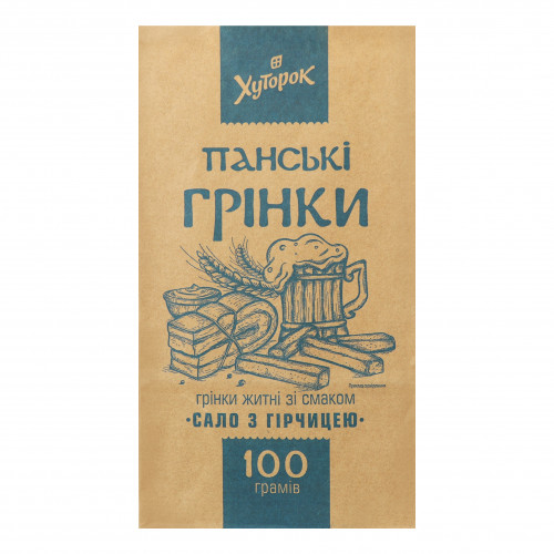 Грінки житні зі смаком сало з гірчицею Панські Хуторок м/у 100г