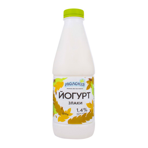 Йогурт 1.4% питний Злаки Молокія п/пл 870г