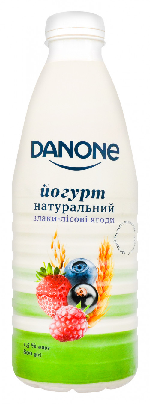 Йогурт 1.5% питний Злаки-лісові ягоди Danone п/пл 800г