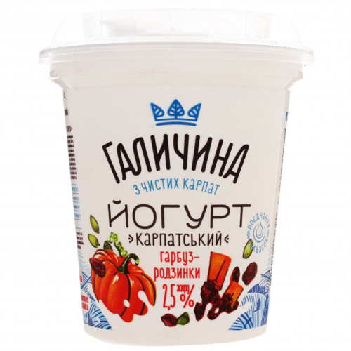 Йогурт 2.5% Гарбуз-Родзинки Карпатський Галичина ст 280г