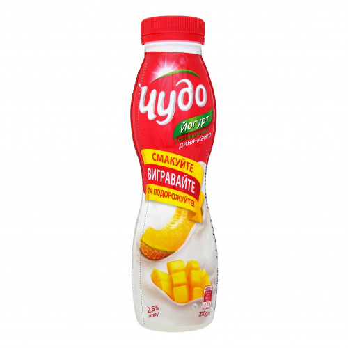 Йогурт 2.5% питний Диня-манго Чудо п/пл 270г