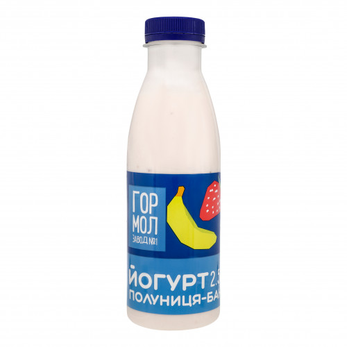 Йогурт 2.5% Полуниця-банан Гормолзавод №1 п/пл 500г