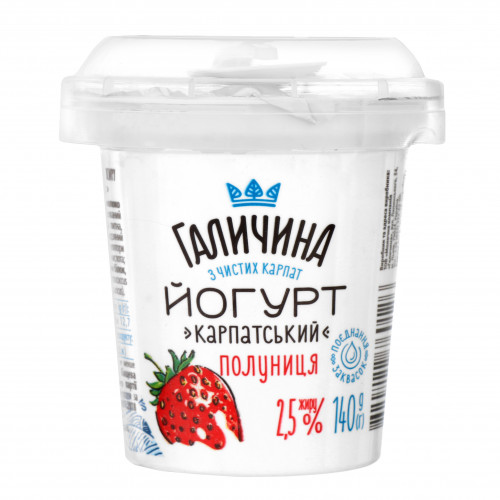 Йогурт 2.5% Полуниця Галичина ст 140г