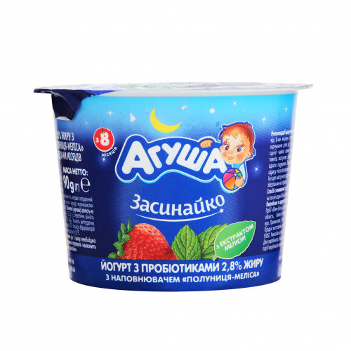 Йогурт 2.8% для дітей від 8міс Полуниця-меліса Агуша ст 90г