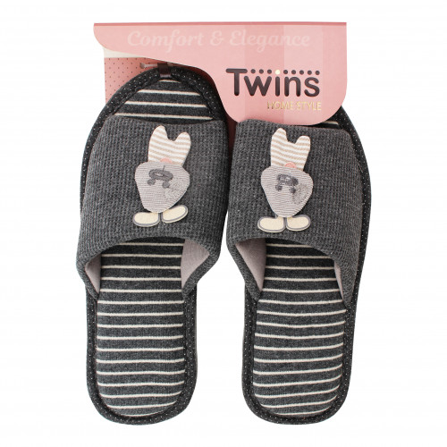 Капці відкриті домашні жіночі №4581 Twins 38-39 gray rabbit