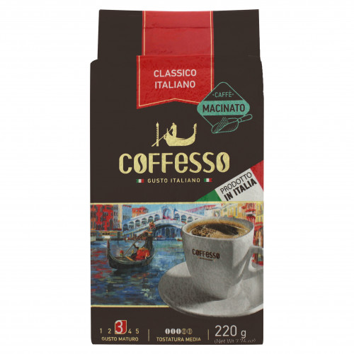 Кава Coffesso Classico Italiano Vacuum ground 220г кава натуральна мелена