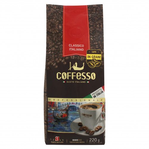 Кава натуральна обсмажена в зернах Classico Italiano Coffesso м/у 220г