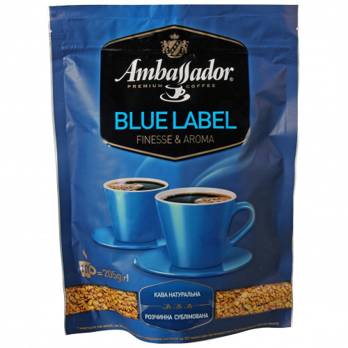 Кава натуральна розчинна сублімована Blue Label Ambassador м/у 205г