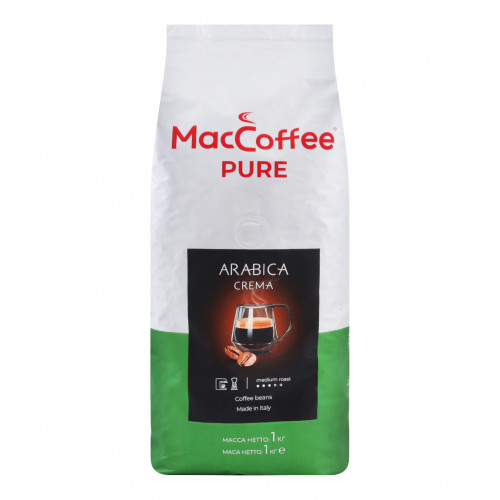 Кава смажена натуральна в зернах Arabica Crema Pure MacCoffee м/у 1кг