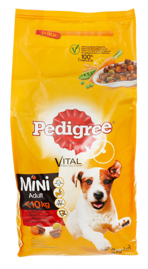 Корм для дорослих собак маленьких порід з яловичиною та овочами Mini Pedigree м/у 2кг