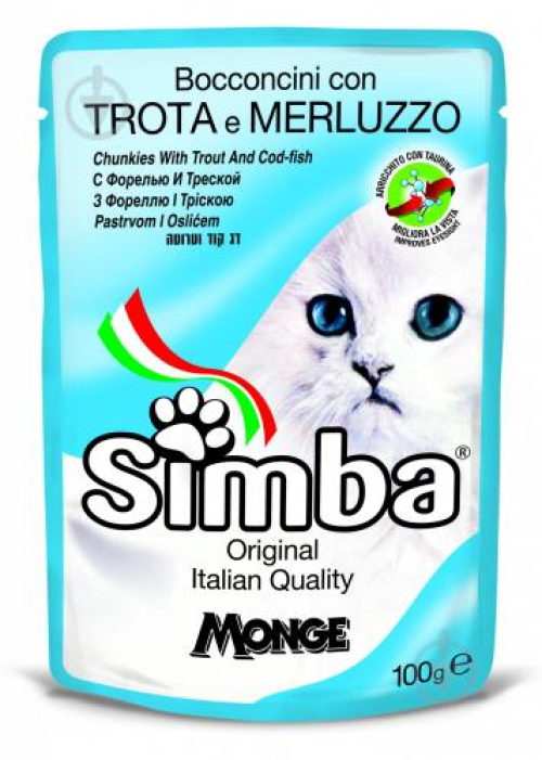 Корм для котів Simba форель та тріска, 100г