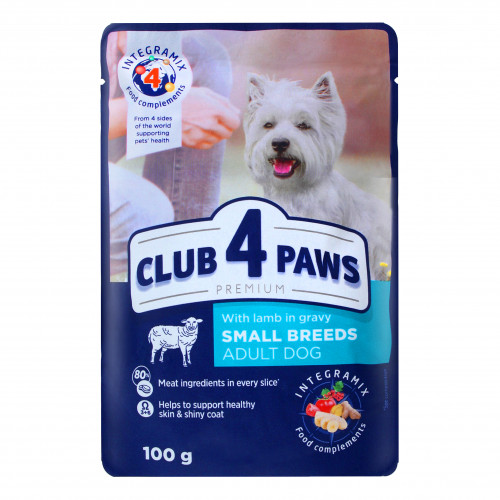 Корм Club 4 Paws Premium з ягням в соусі для дорослих собак малих порід 100г