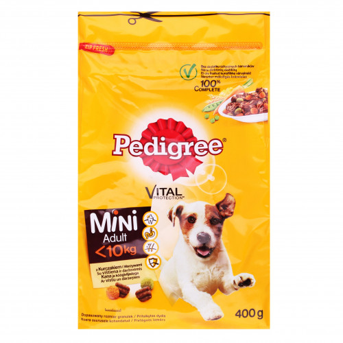 Корм сухий для дорослих собак з куркою та овочами Mini Pedigree м/у 400г