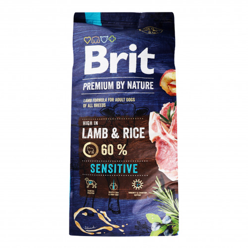 Корм сухий для собак усіх порід Lamb&Rice Sensitive Brit м/у 15кг
