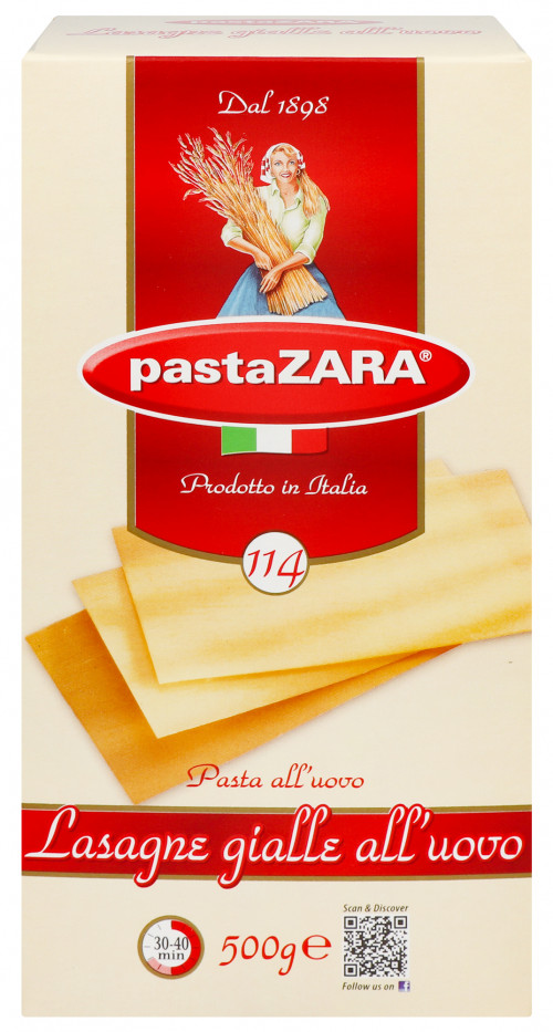 Лазанья яєчна Pasta Zara к/у 500г