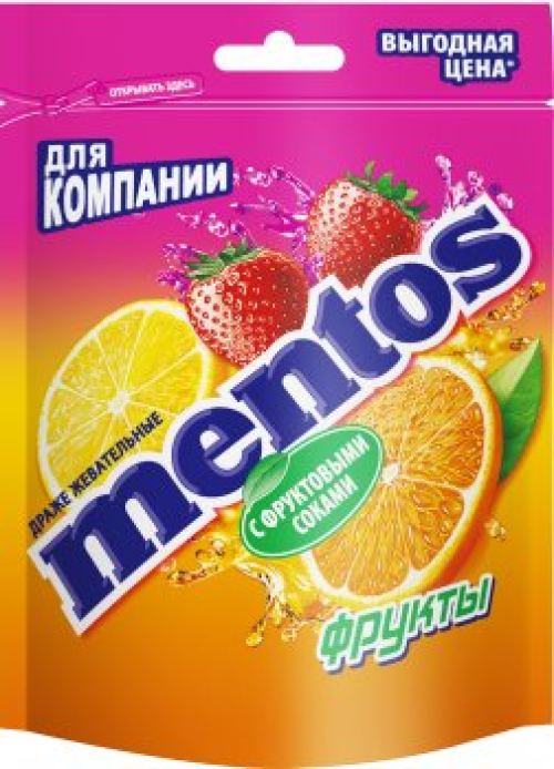 Mentos 82148 PERFETTI драже жув. Фруктовий мікс 140г (8723400782148)