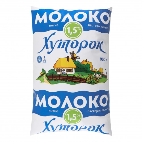 Молоко 1.5% пастеризоване Українське Хуторок м/у 900г