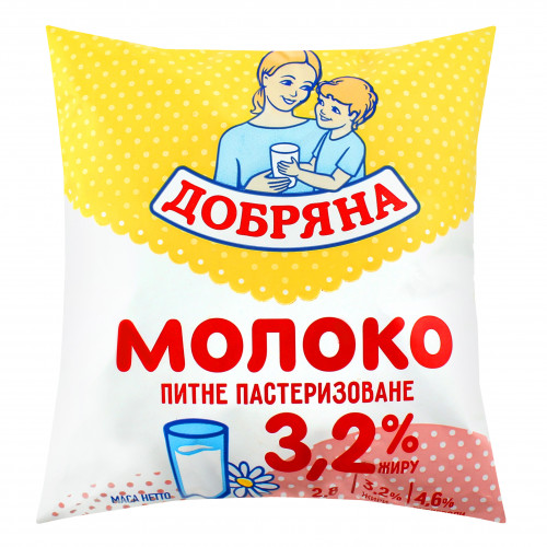 Молоко 3.2% питне пастеризоване Добряна м/у 450г