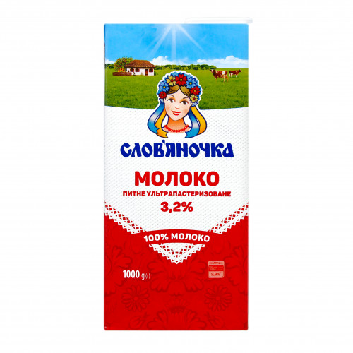 Молоко 3.2% ультрапастеризованное Слов'яночка т/п 1000г