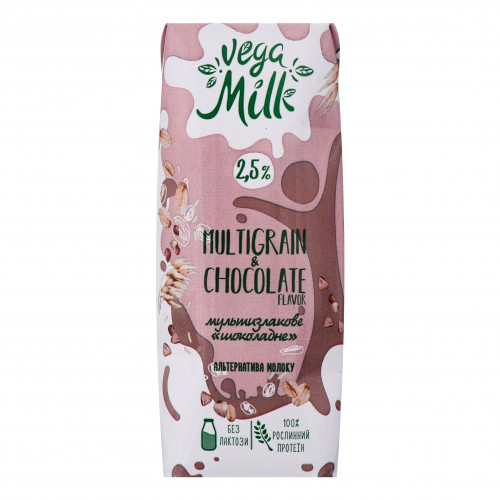 Напій мультизлаковий 2.5% шоколадний ультрапастеризований Multigran&Chocolate Vega Milk т/п 250мл