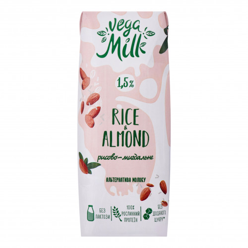 Напій рисово-мигдальний 1.5% ультрапастеризований Rice&Almond Vega Milk т/п 250мл