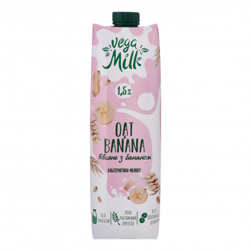 Напій вівсяний 1.5% з бананом ультрапастеризований Oat&Banana Vega Milk т/п 950мл