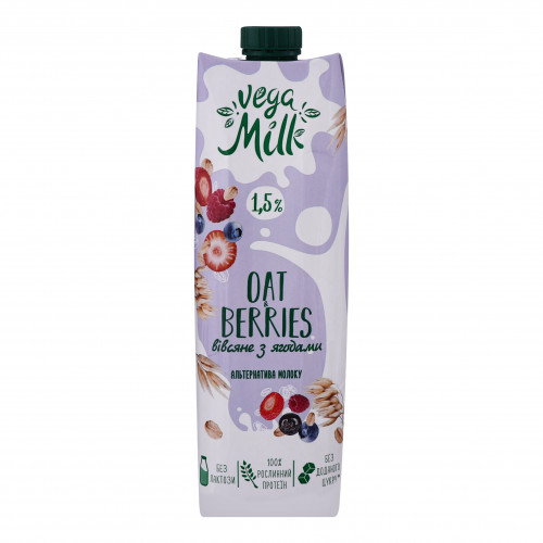 Напій вівсяний 1.5% з ягодами ультрапастеризований Oat&Berries Vega Milk т/п 950мл