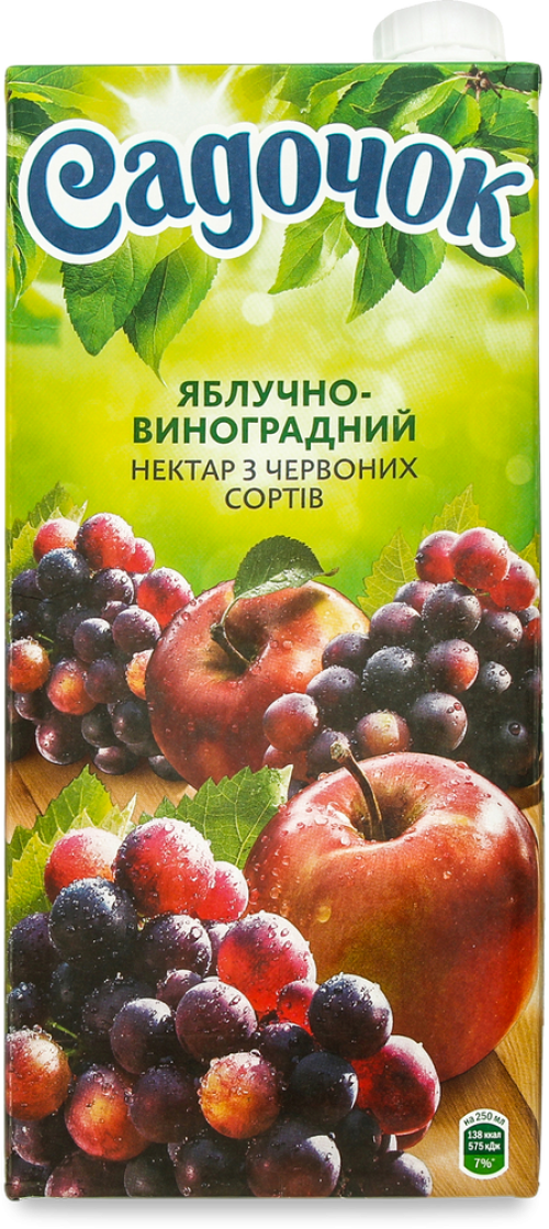 Нектар Садочок виноградно-яблучний червоний т/п, 2л