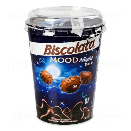 Печиво Biscolata Mood Bitter з кремом з чорним шоколадом, 125г